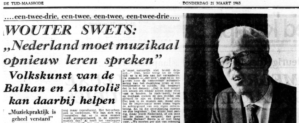 Nederland moet muzikaal opnieuw leren spreken (De Tijd-Maasbode, 1963)