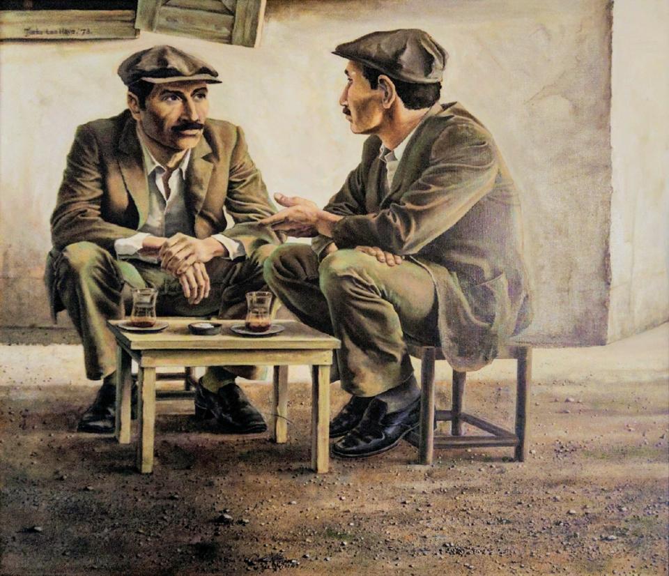 Two Turkish men drinking tea (Tjarko ten Have, 1978)