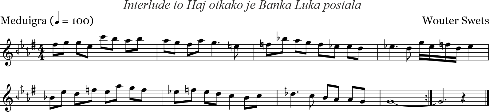 Interlude Haj otkako je Banja Luka postala (W. Swets, 1978)